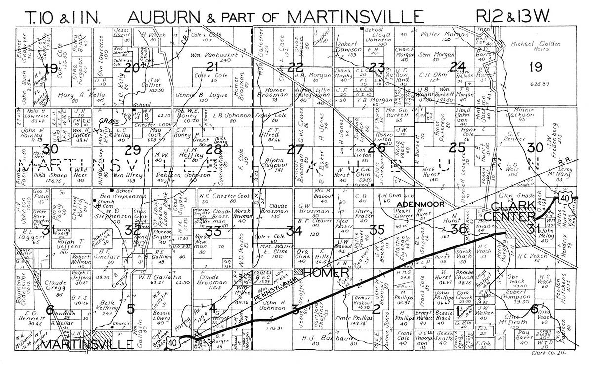 Auburn and Martinsville township map